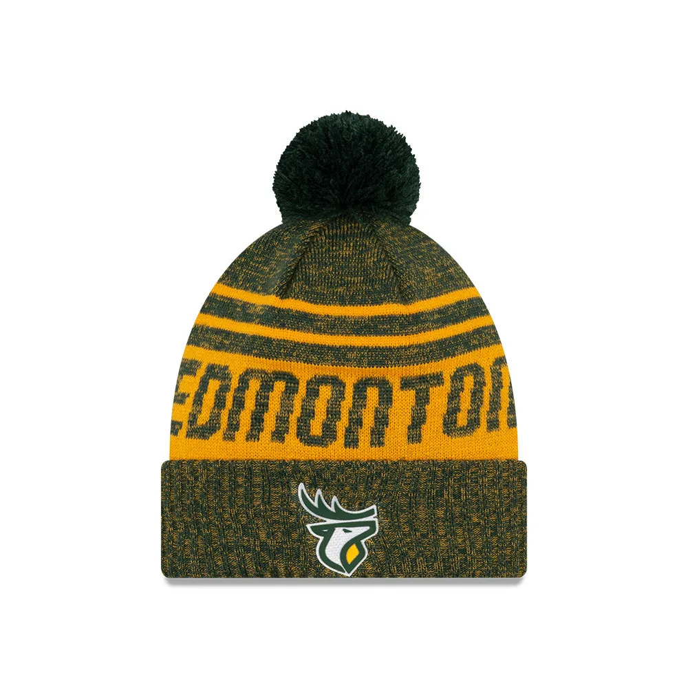 Edmonton Elks New Era CFL Football Sideline Sport Official Pom Cuffed Knit Hat
