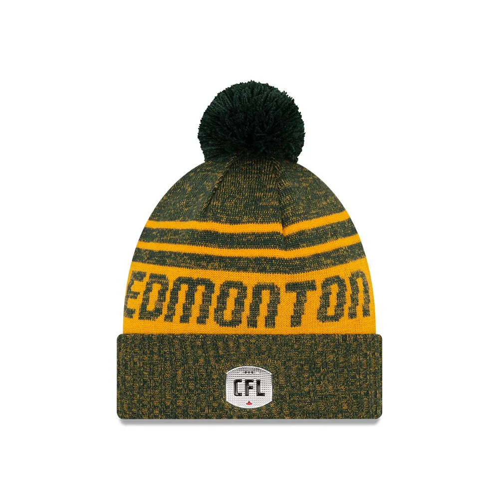 Edmonton Elks New Era CFL Football Sideline Sport Official Pom Cuffed Knit Hat
