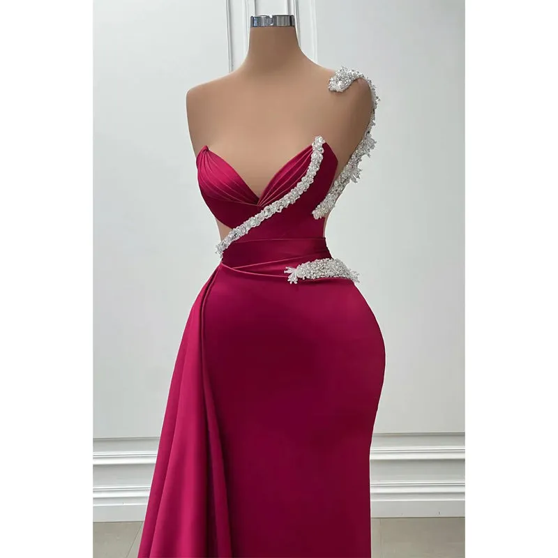 Elegant Luxurious Rhinestones Straps V-neck Sheath Sleevelss Formal Prom Dress