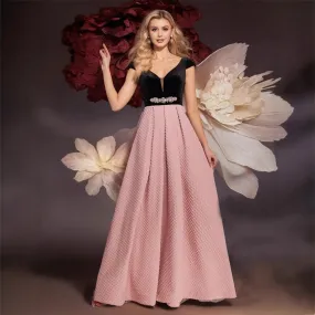 Elegant Mesh Bow Decorative Stitching Party Evening Dress