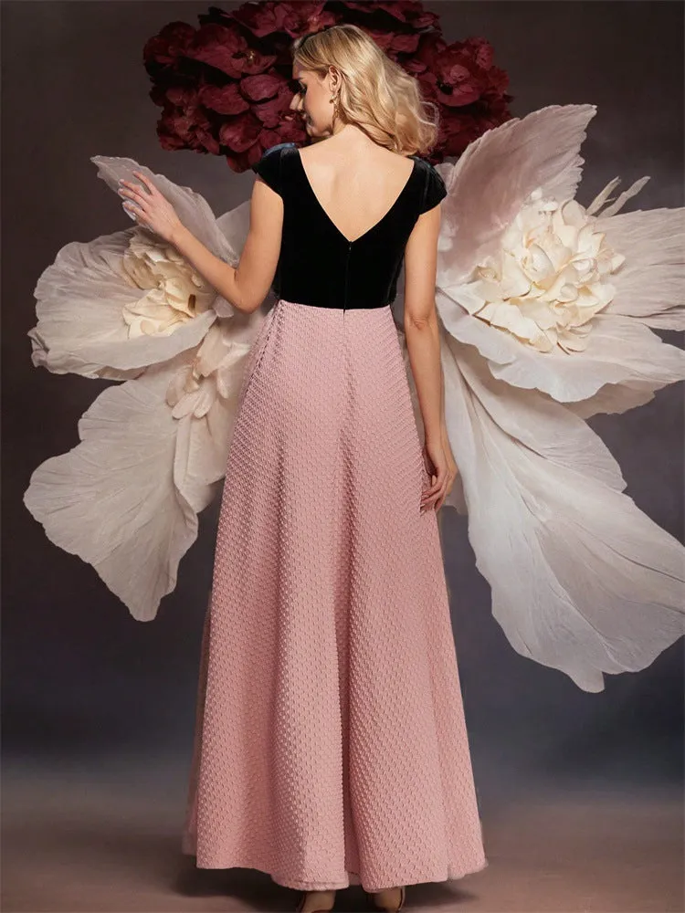 Elegant Mesh Bow Decorative Stitching Party Evening Dress