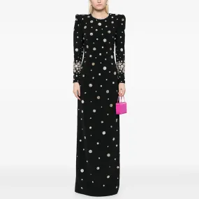 Elegant Rhinestone Beaded Long Sleeve Formal Dress