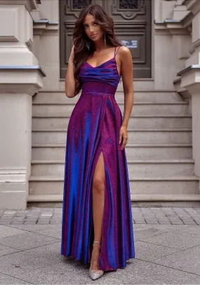 Elegant Shimmer Evening Gown with Slit