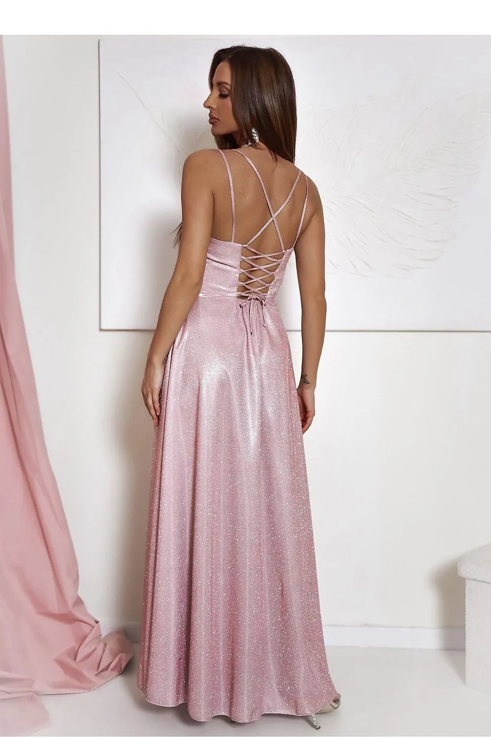 Elegant Shimmer Evening Gown with Slit