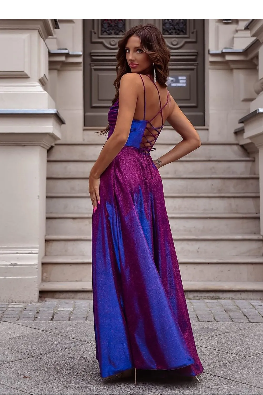 Elegant Shimmer Evening Gown with Slit