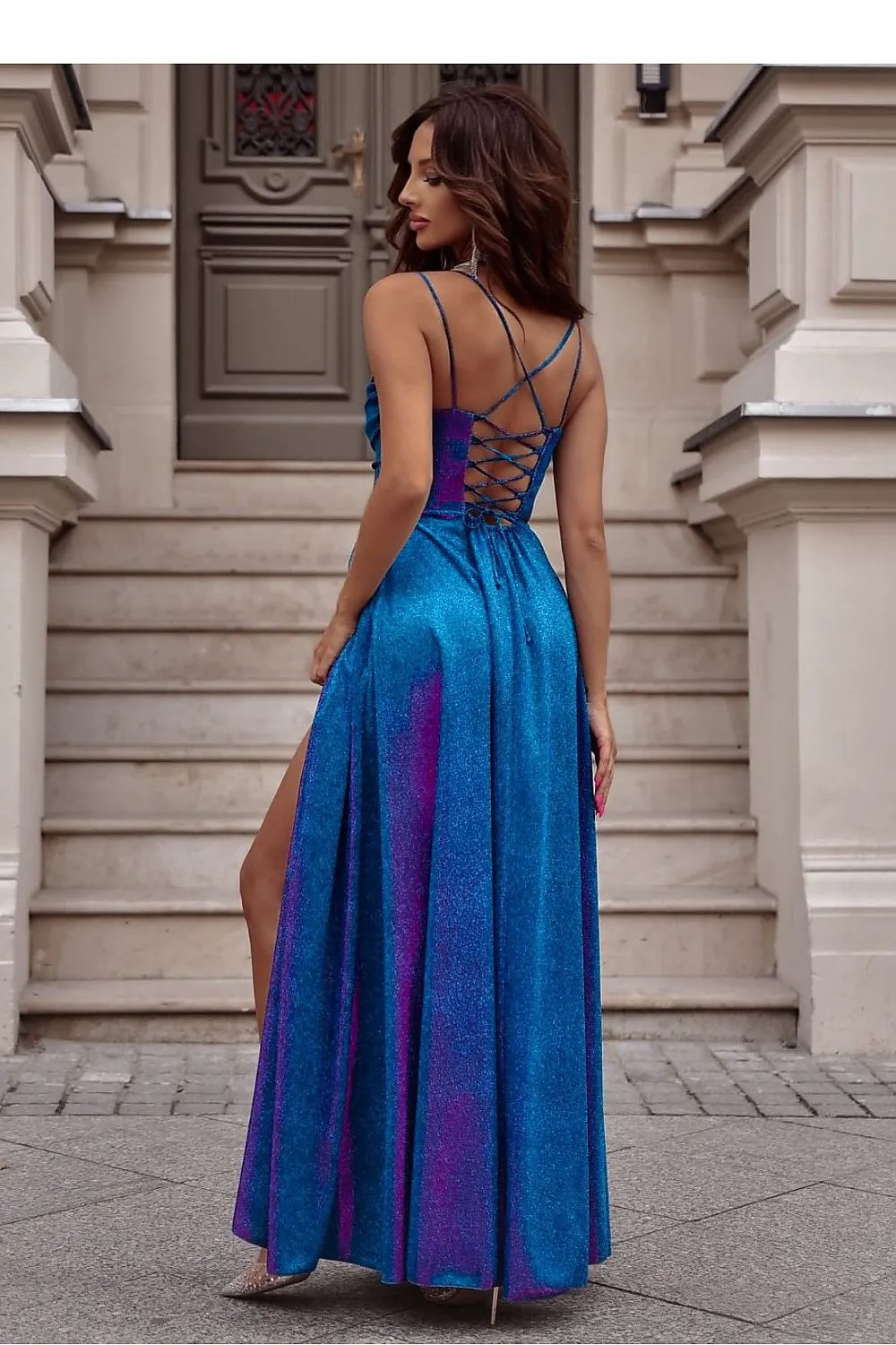 Elegant Shimmer Evening Gown with Slit