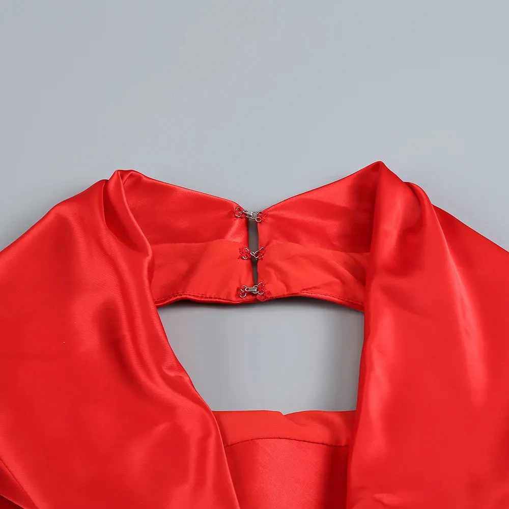 Elegant Sleek Backless Halter Red Mermaid Evening Gown