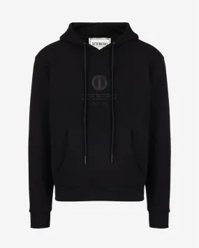 Embroidered Round Logo Sweat Hoodie (Black) - I23E02363209000