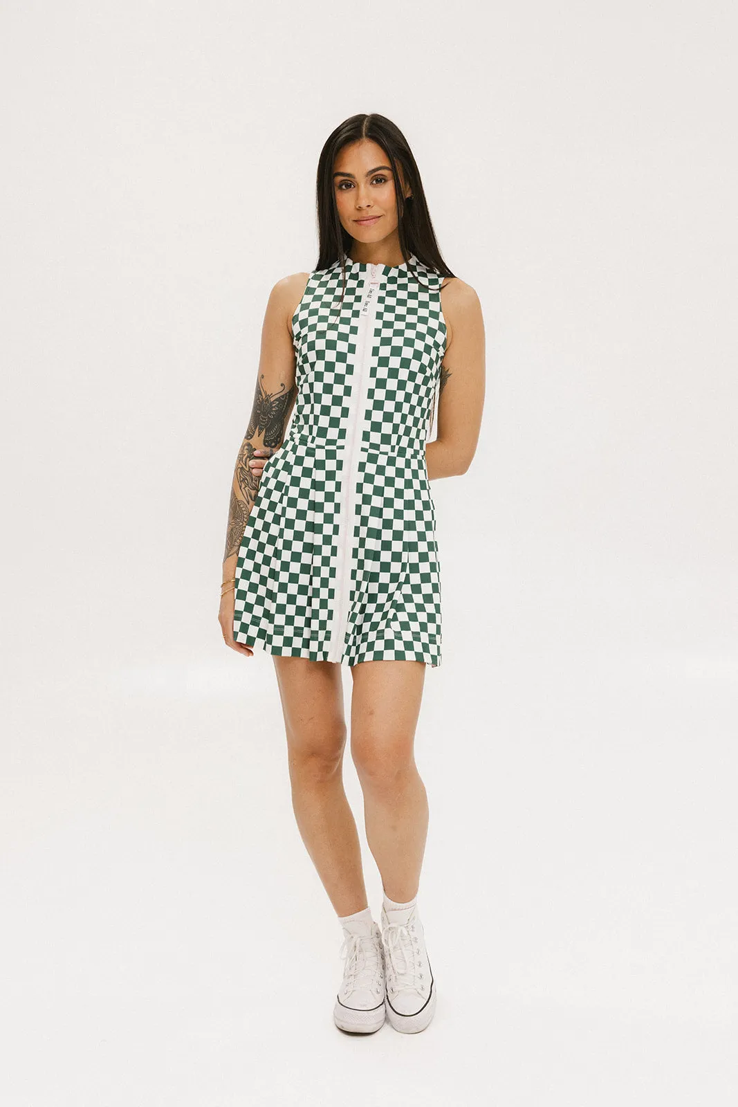 Erin Dress - Green/White Checkered