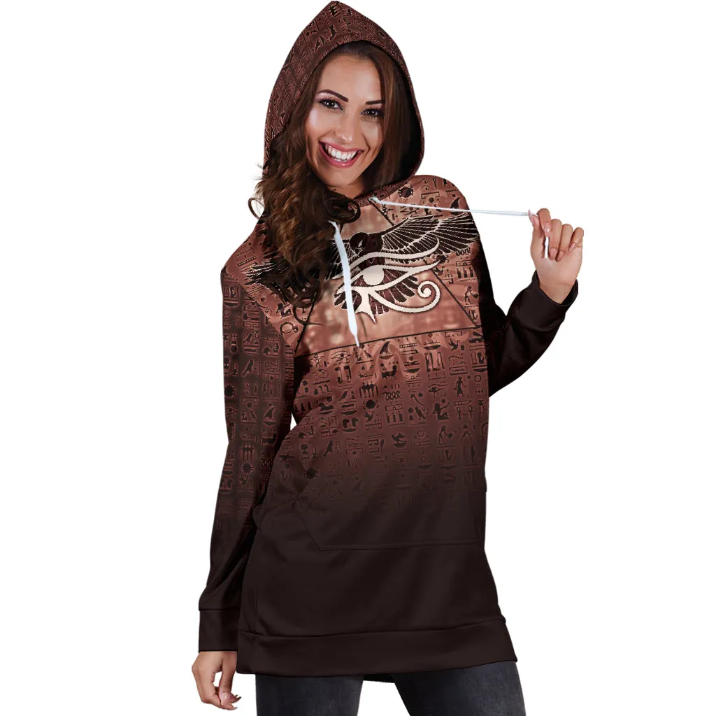 Eye of Horus Hieroglyphs - Orange | Hoodie Dress | Mandalazed
