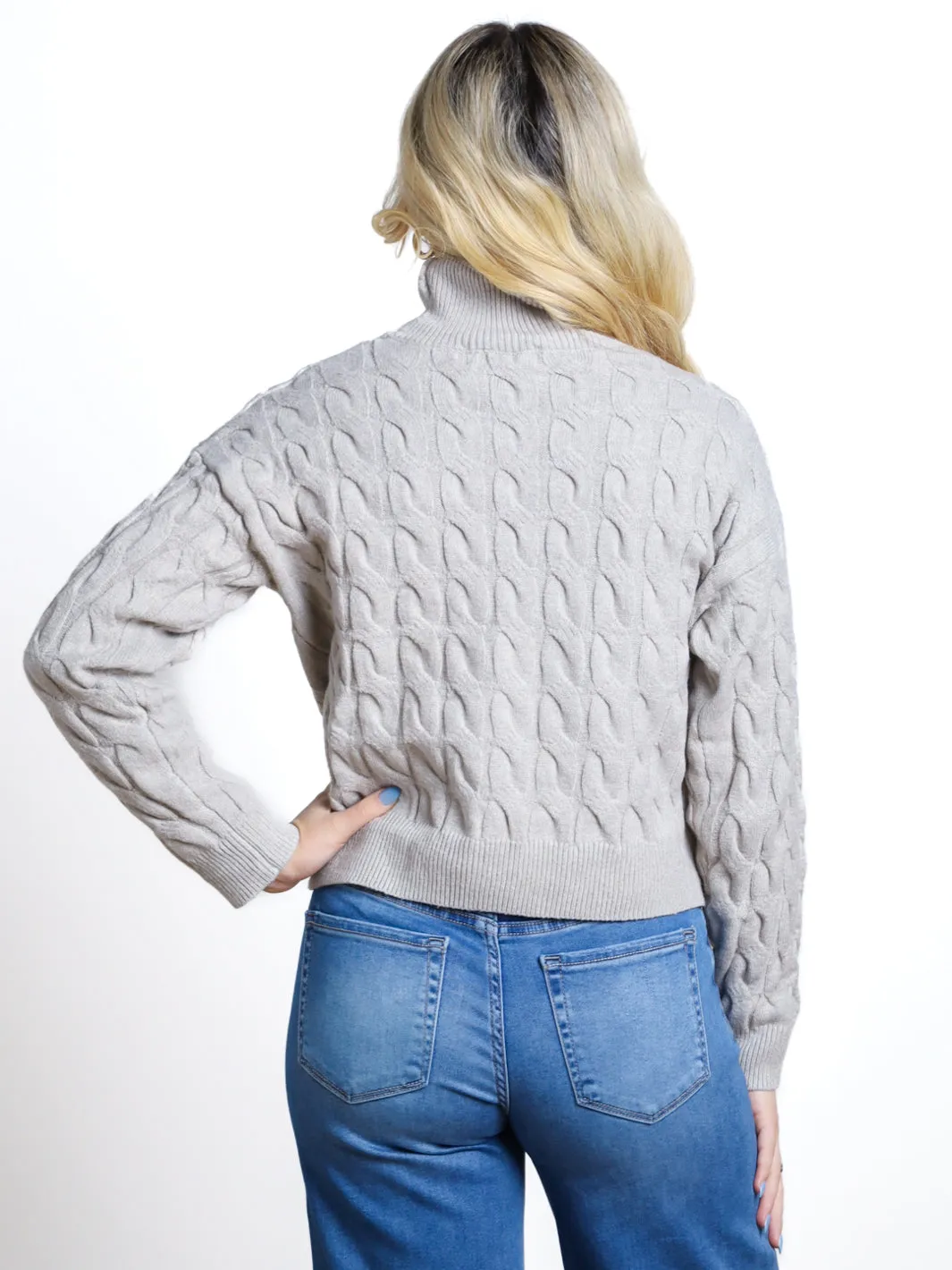 Feeling At Home Cable Knit Turtleneck Sweater- Final Sale