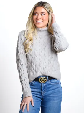 Feeling At Home Cable Knit Turtleneck Sweater- Final Sale