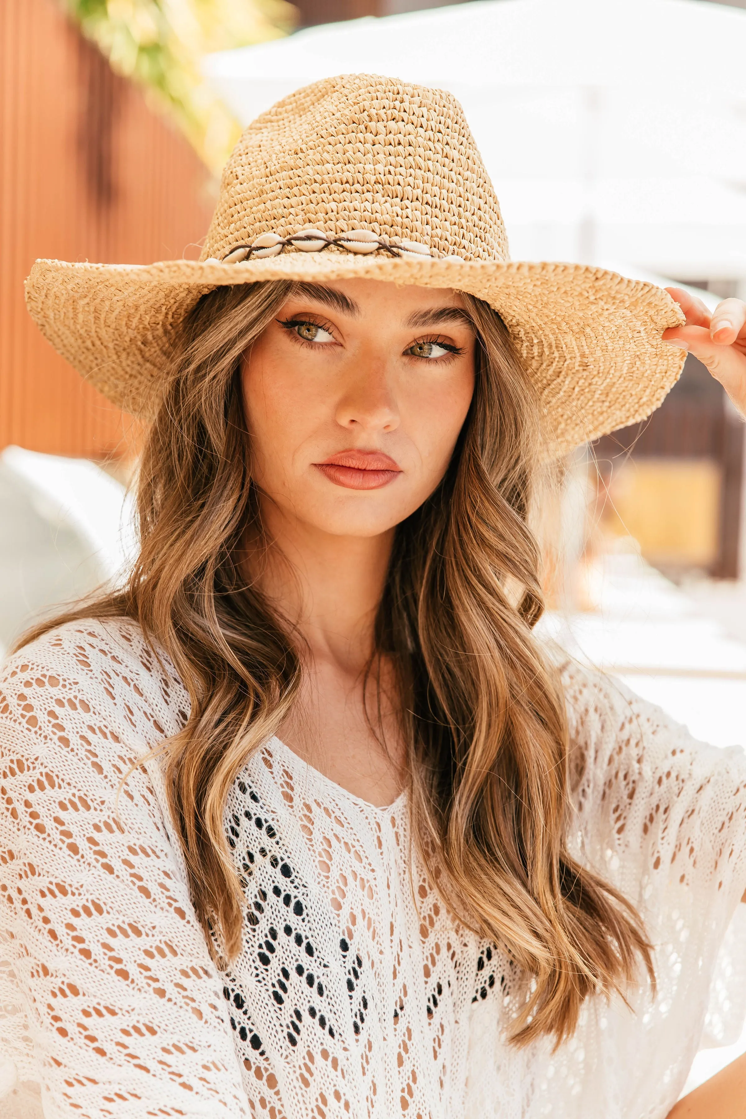 FINAL SALE!! Coastal Cowgirl Hat with Shell Trim