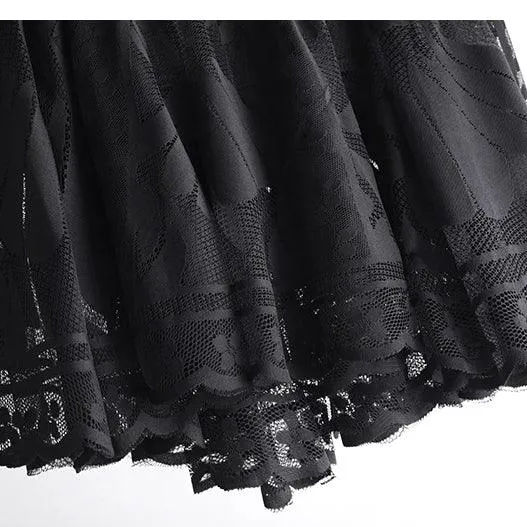 Floral Lace Long Skirt, Elegant High Waist Bottom Wear For Women