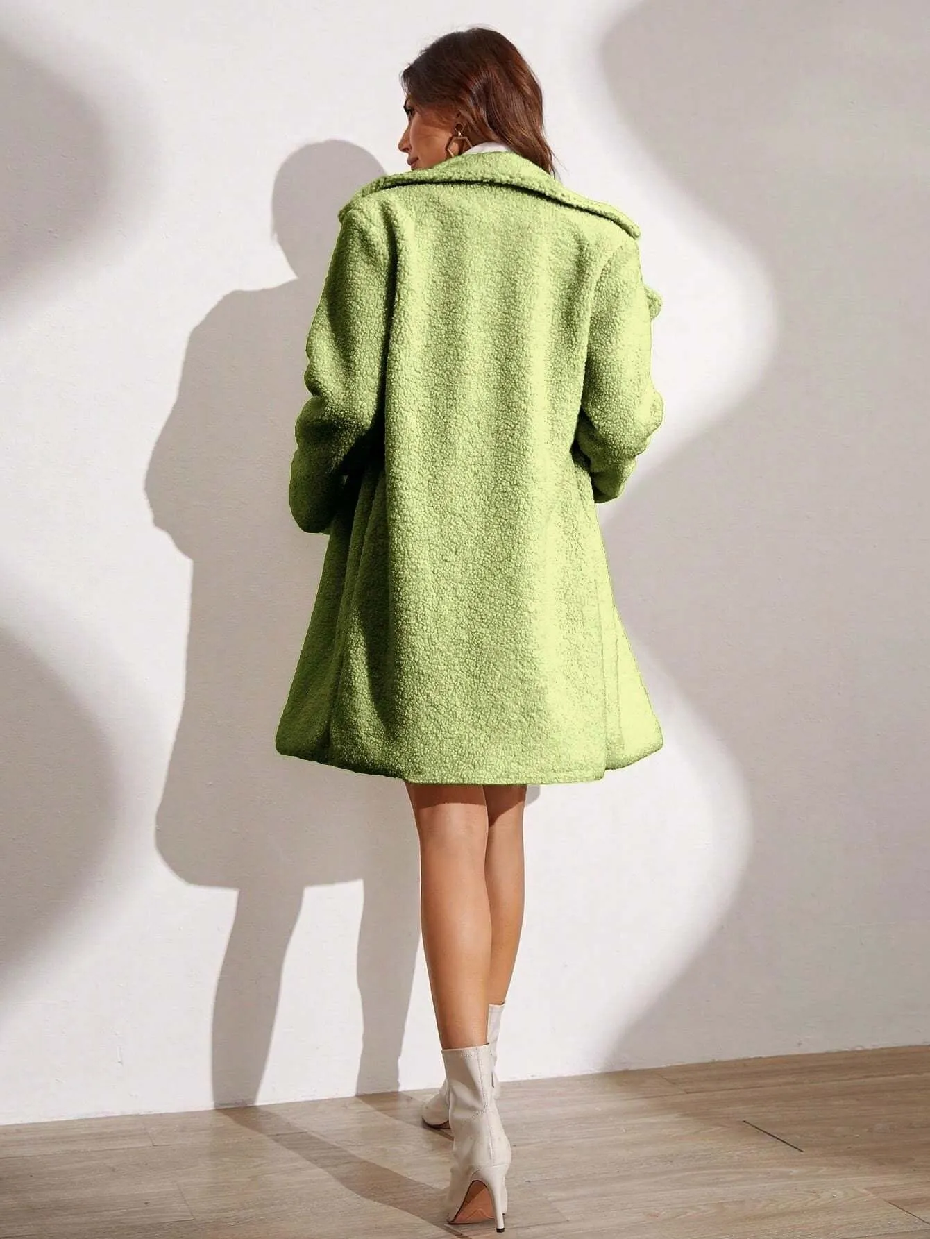 Franclia Lapel Neck Single Breasted Teddy Coat
