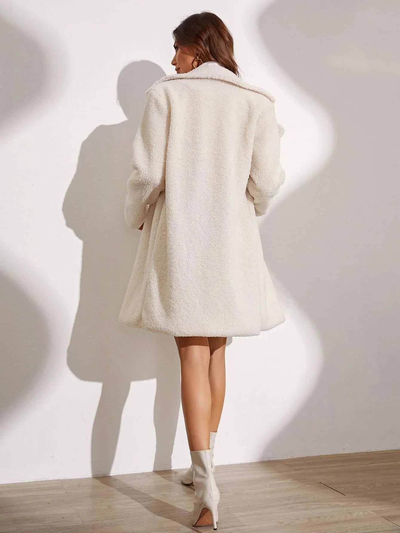 Franclia Lapel Neck Single Breasted Teddy Coat