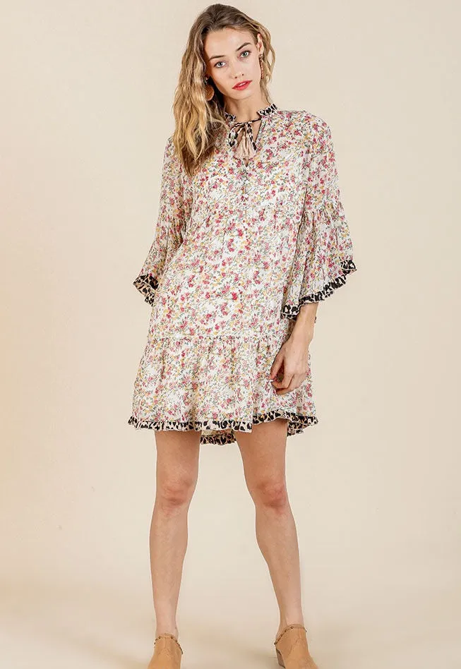 Fun And Flirty Floral And Leopard Print Dress