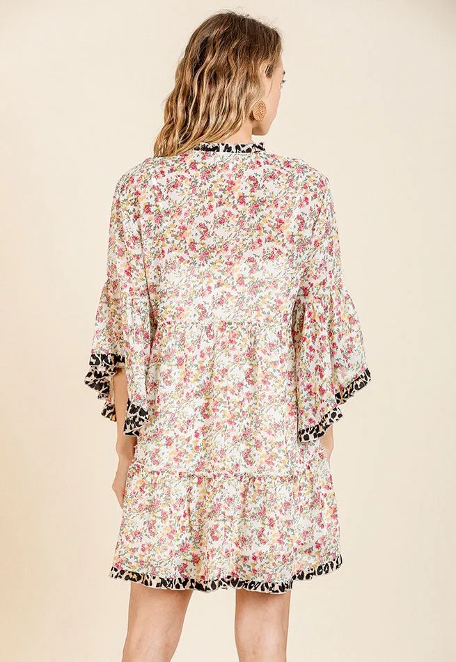 Fun And Flirty Floral And Leopard Print Dress