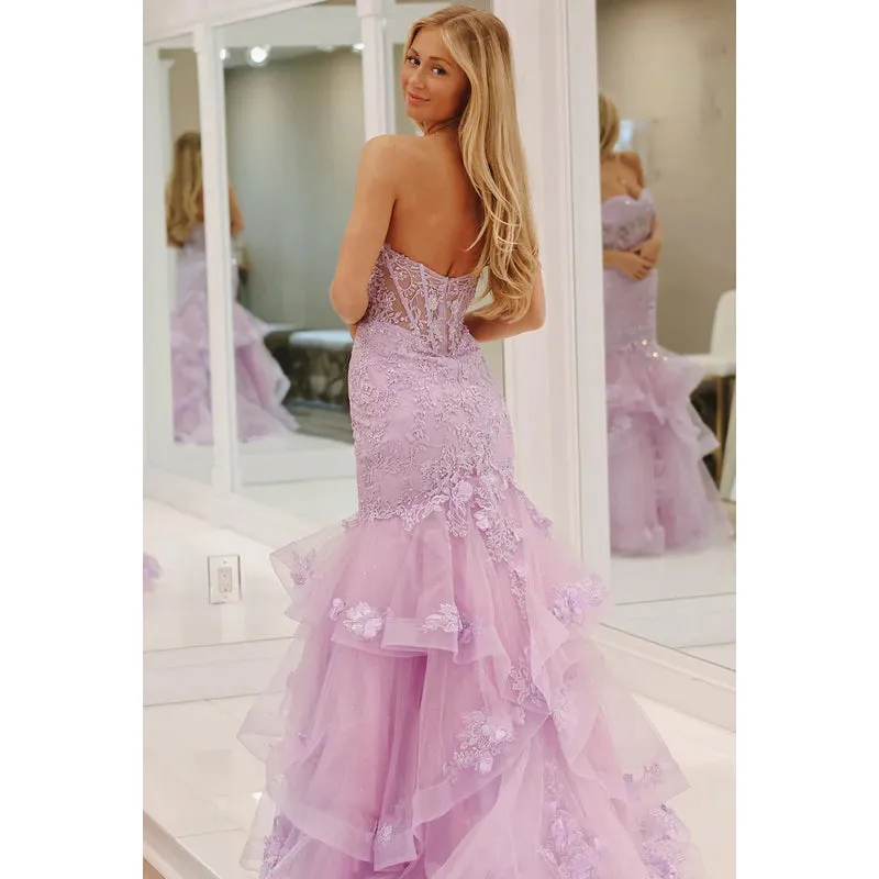 Glamorous & Dramatic Off-Shoulder Sleeveless Mermaid Applique Party Prom Dress