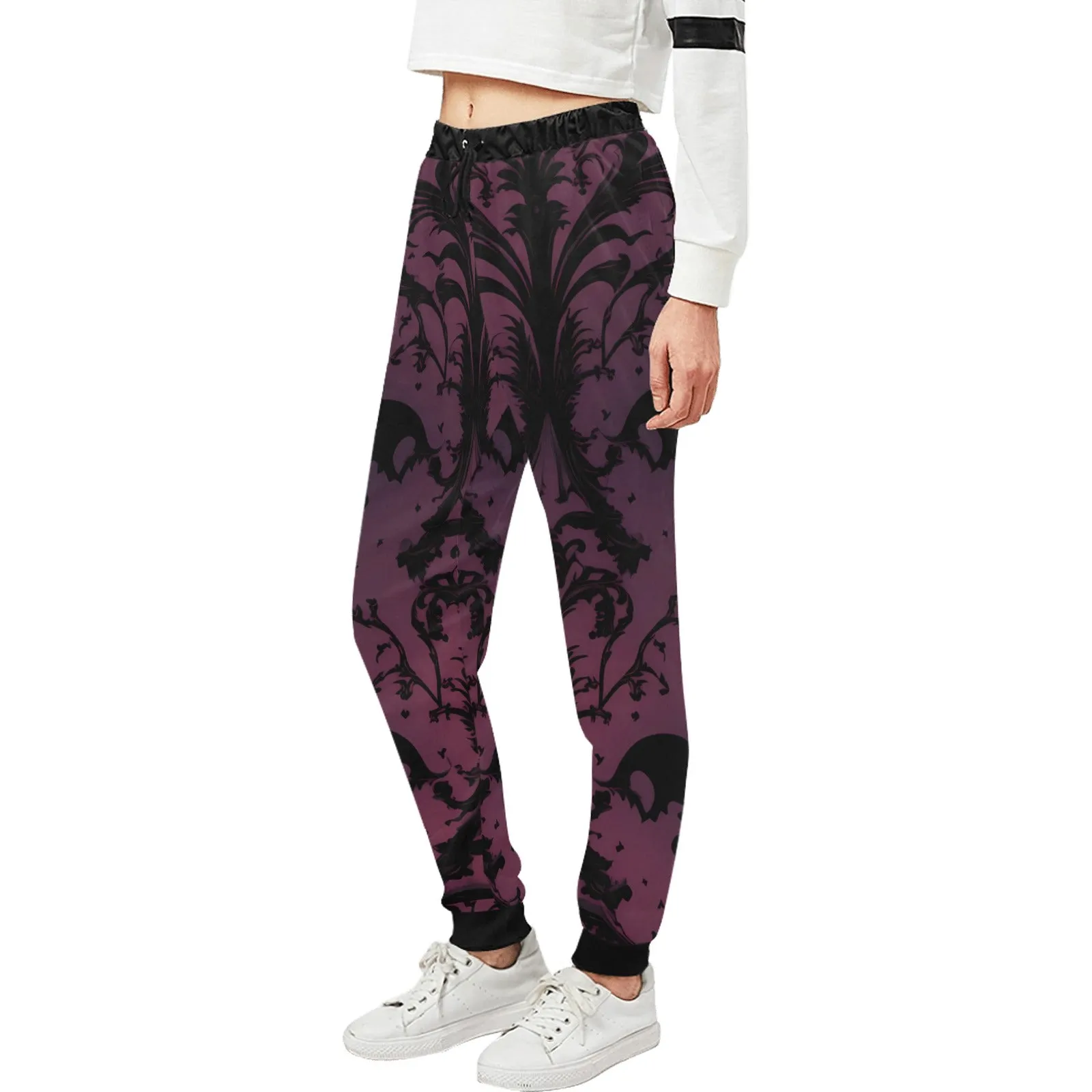 Gothic Purple And Black Pattern Casual Sweatpants
