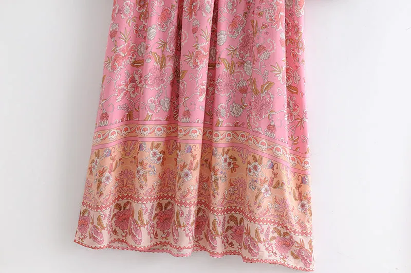 Gown Dress, Boho Maxi Dress, Loose Dress, Carina Rose in Pink