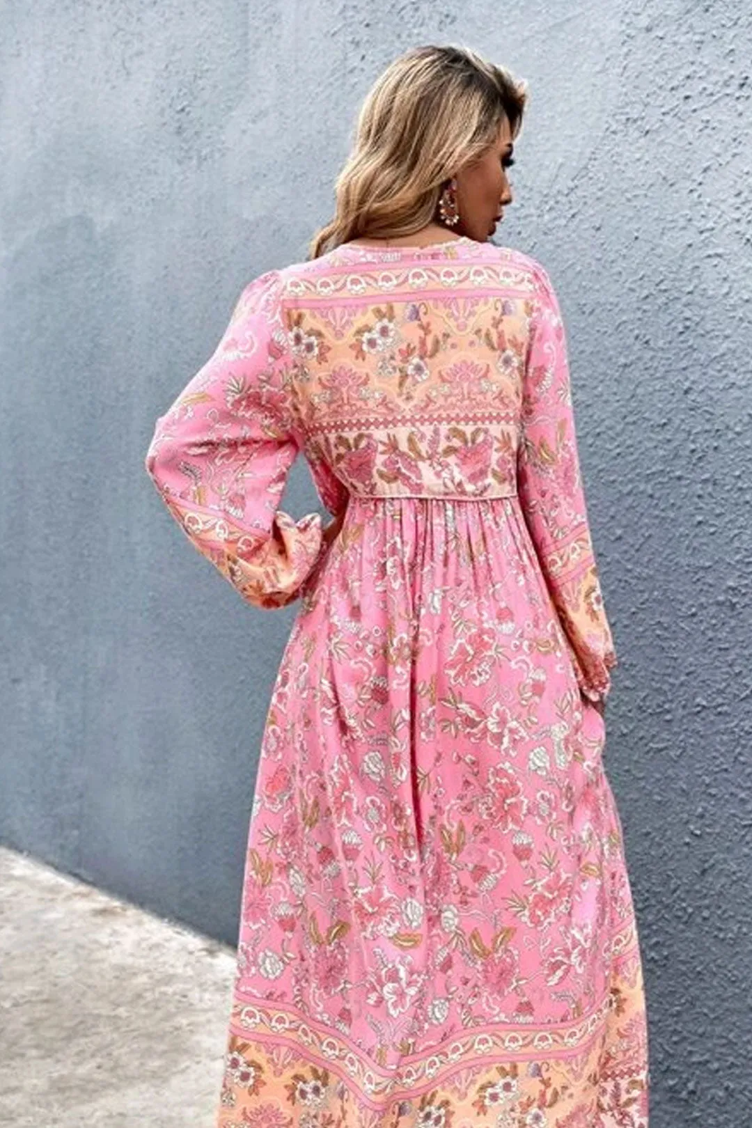 Gown Dress, Boho Maxi Dress, Loose Dress, Carina Rose in Pink
