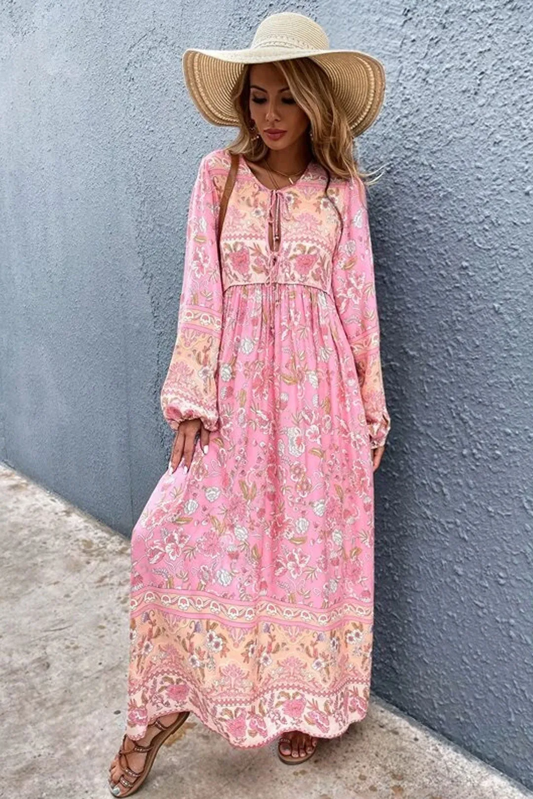 Gown Dress, Boho Maxi Dress, Loose Dress, Carina Rose in Pink
