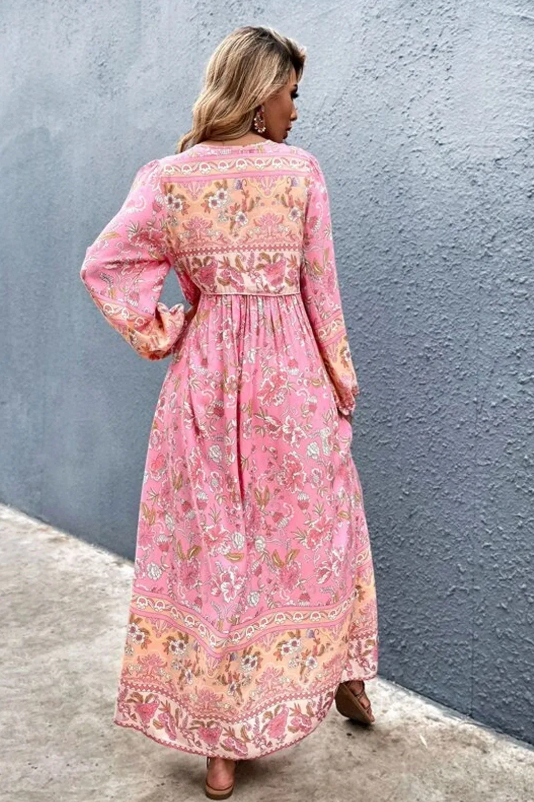 Gown Dress, Boho Maxi Dress, Loose Dress, Carina Rose in Pink