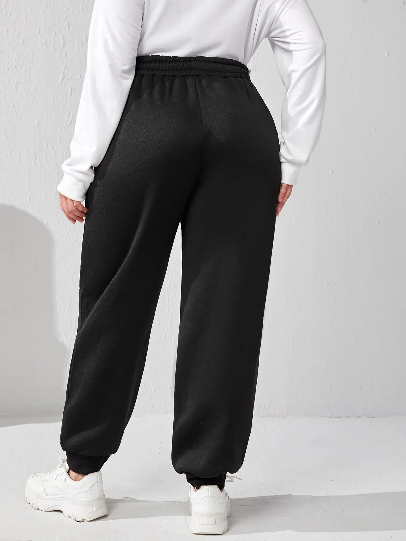 Graphic Drawstring High Waist Long Plus Size Sweatpants