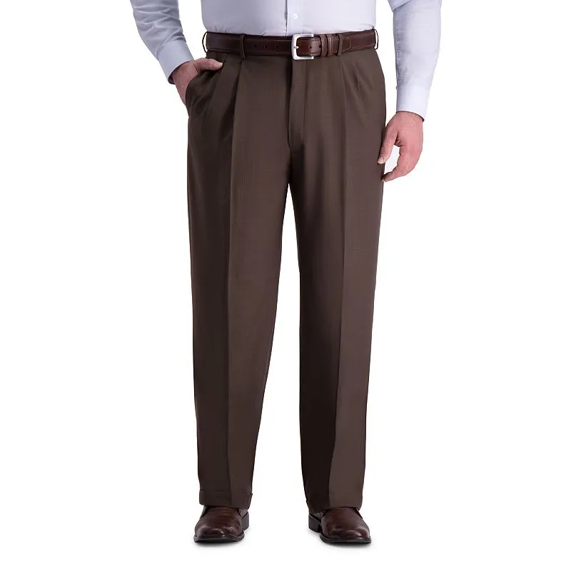 Haggar Mens Classic fit Dress Pants 44 / 32 Brown Solid
