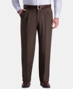 Haggar Mens Classic fit Dress Pants 44 / 32 Brown Solid