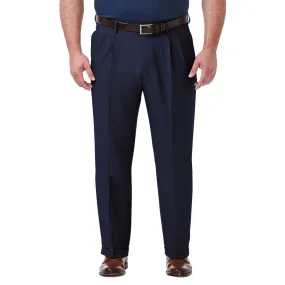 Haggar Mens Classic fit Dress Pants 44 / 34 Blue Solid Stretch