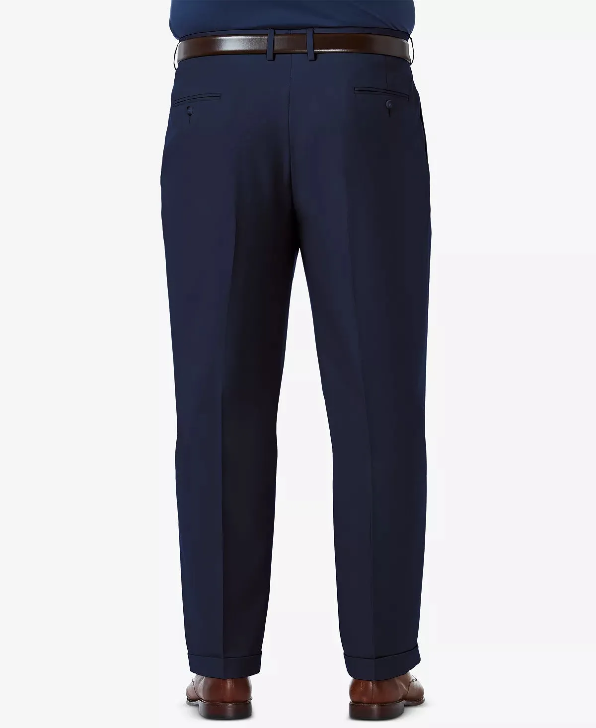 Haggar Mens Classic fit Dress Pants 44 / 34 Blue Solid Stretch