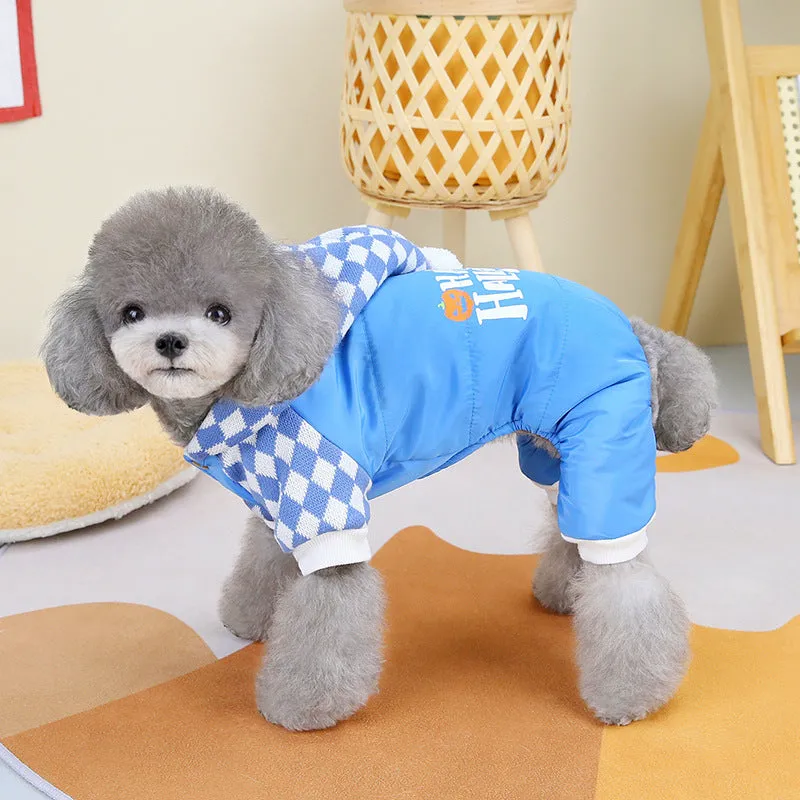 Halloween 2-Piece Autumn & Winter Pet Clothes | Four-Legged Diamond Cotton-Padded Outfit for Small Dogs | Bichon Frise, Schnauzer, Shiba Inu, Teddy