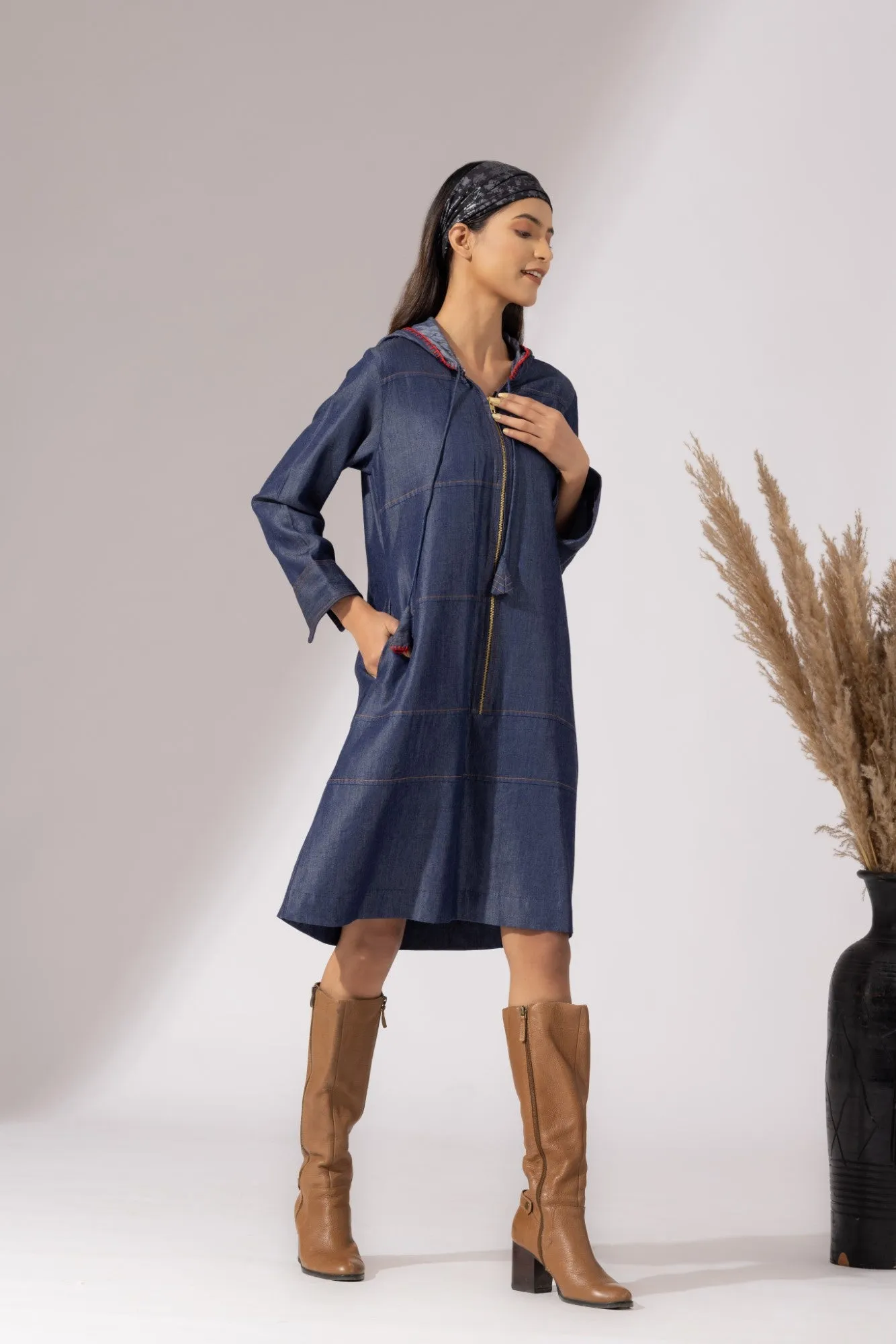 Hooded Denim Dress