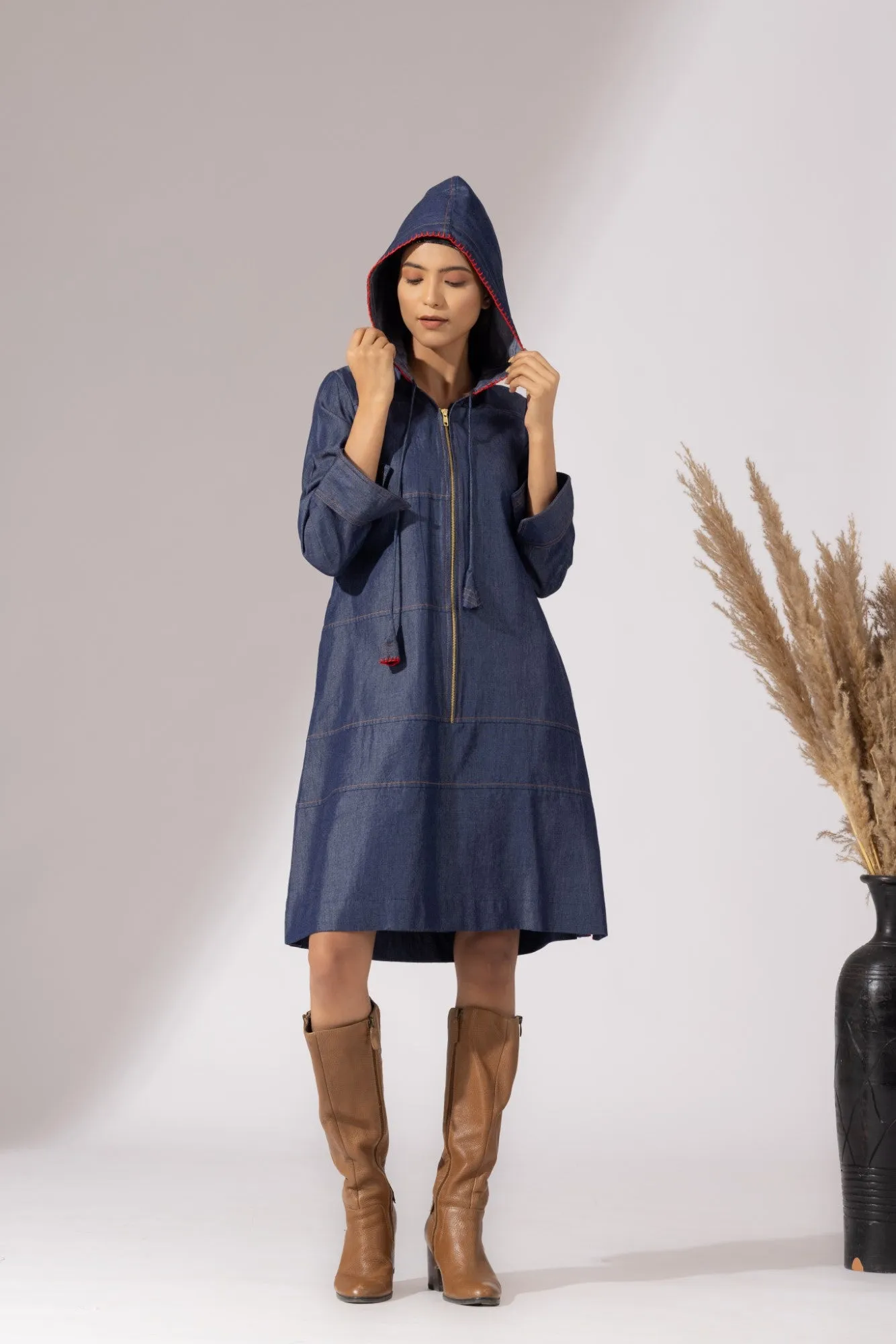 Hooded Denim Dress