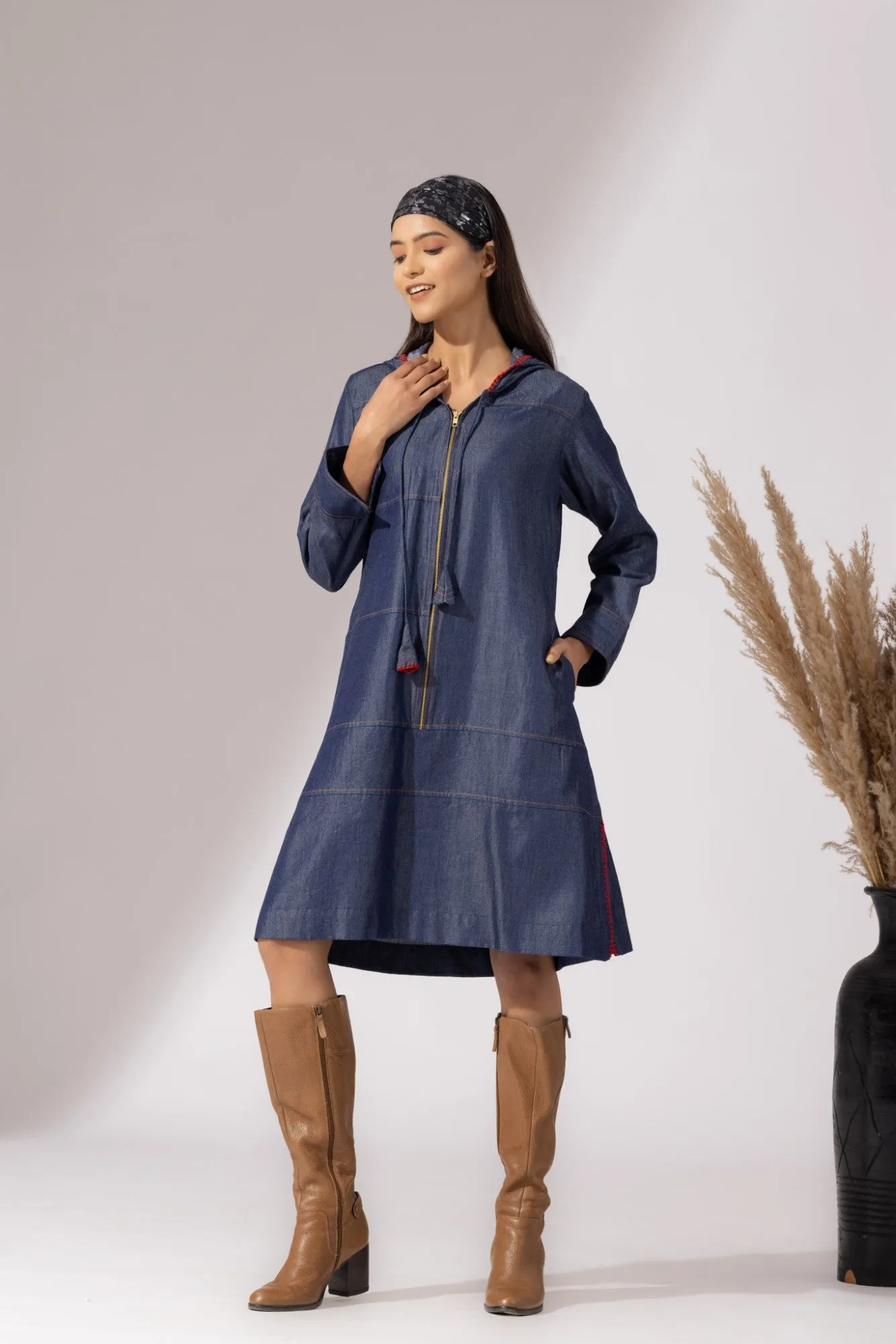 Hooded Denim Dress