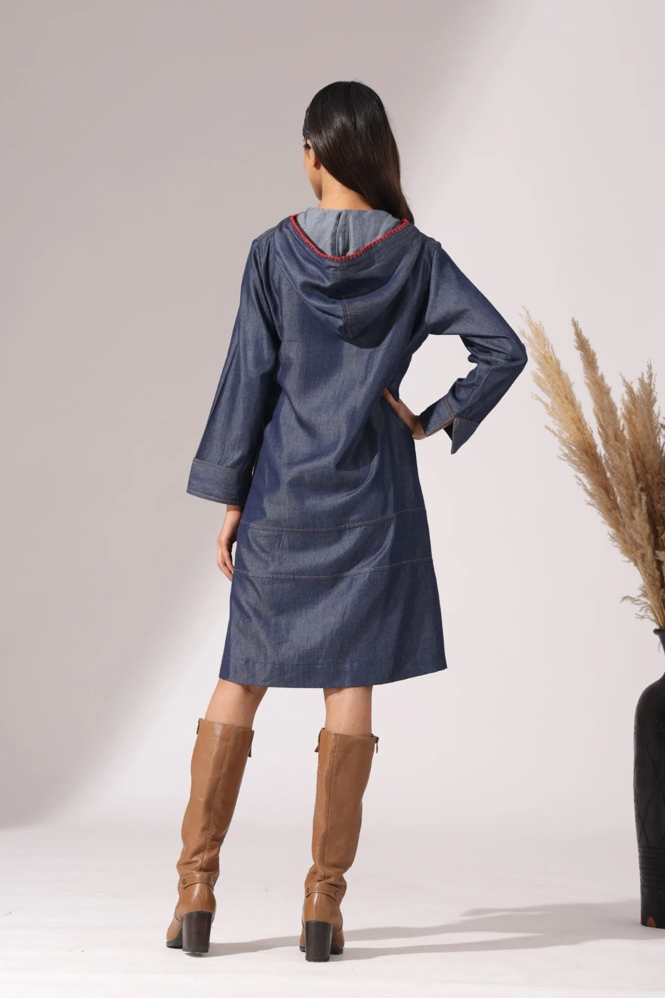 Hooded Denim Dress
