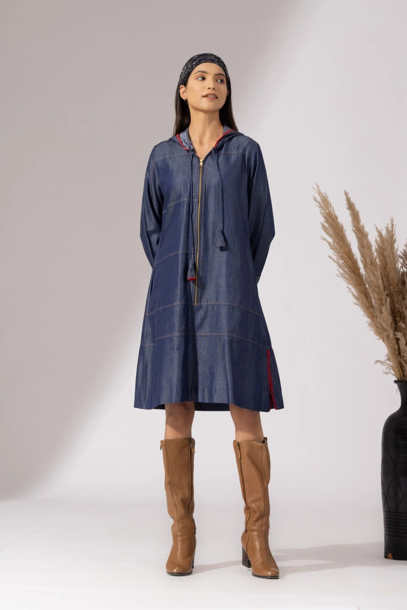Hooded Denim Dress