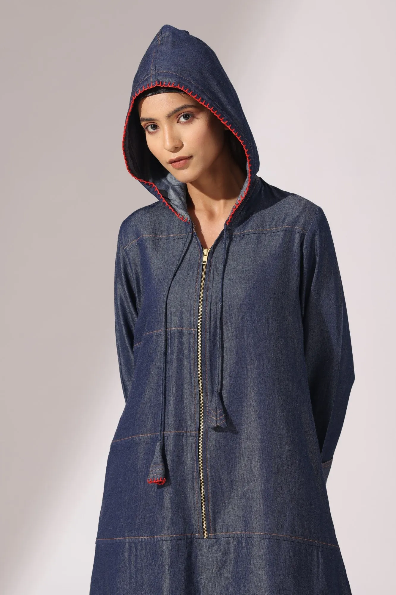 Hooded Denim Dress
