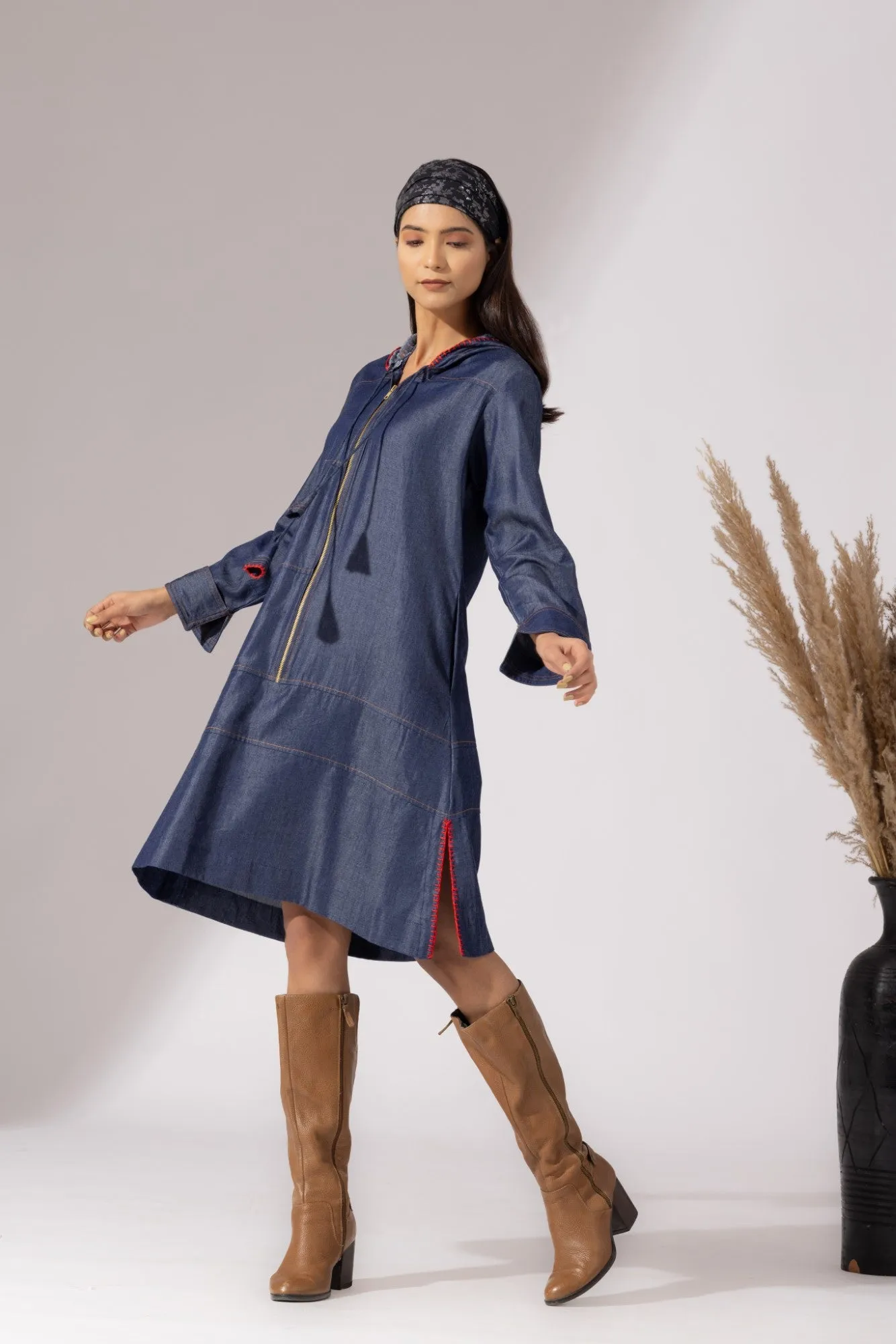Hooded Denim Dress