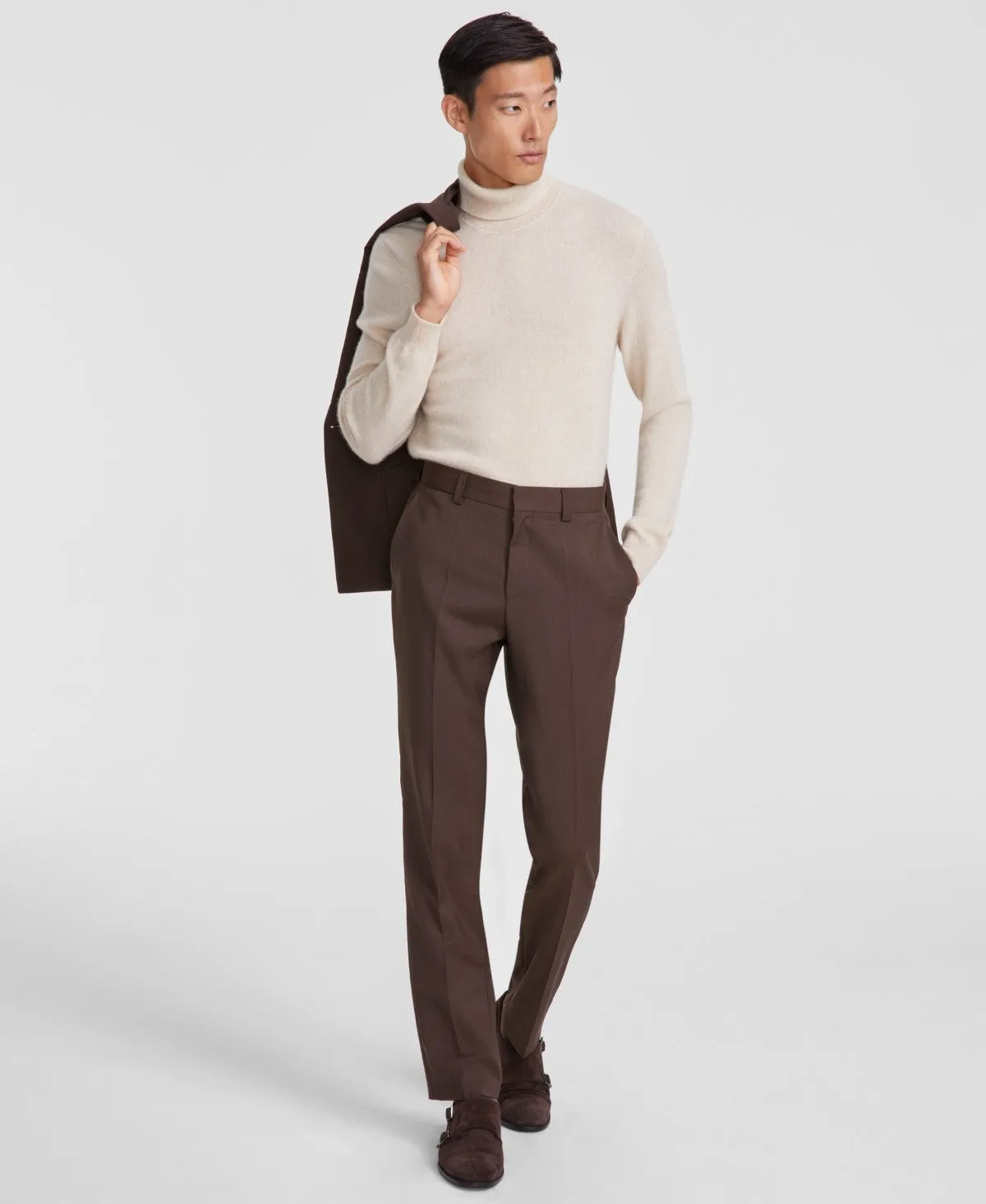 Hugo Boss Mens Modern fit Dress Pants 32 / 32.5 Brown Solid