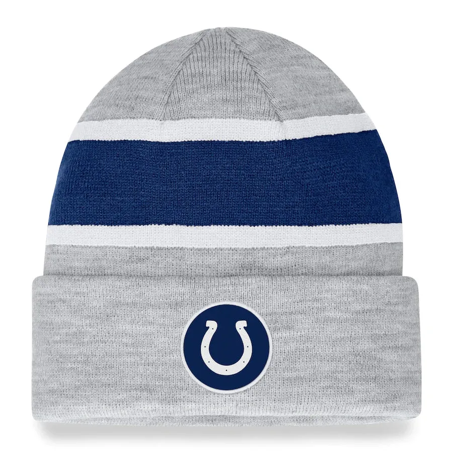 Indianapolis Colts NFL UK Fanatics Branded Logo Cuffed Knit Hat - Heather Gray