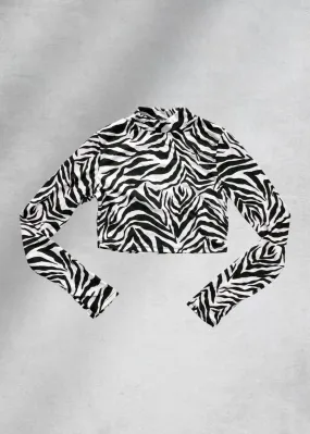 Isla Zebra Knit Crop Top - Black/White