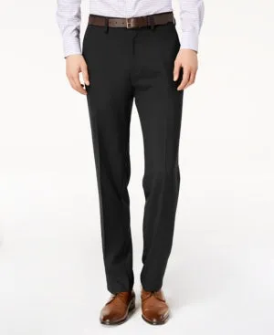 Kenneth Cole Reaction Mens Regular fit Dress Pants 38 / 30 Black Solid Stretch