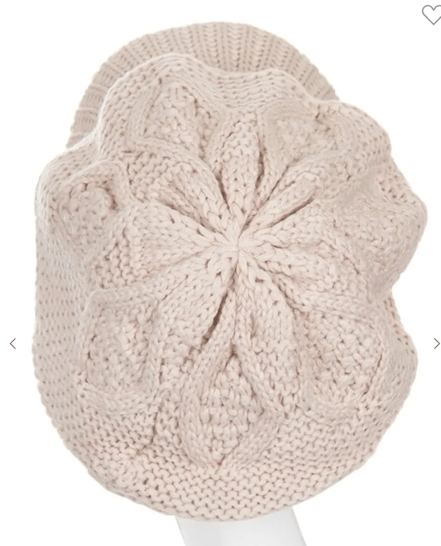 Knit Flower Aran Visor Beanie Cap Hat - H20118