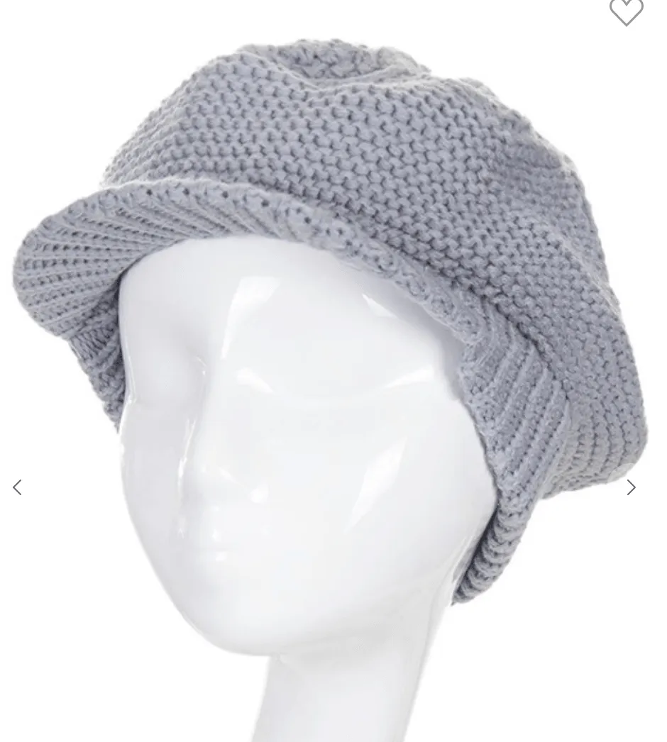 Knit Flower Aran Visor Beanie Cap Hat - H20118