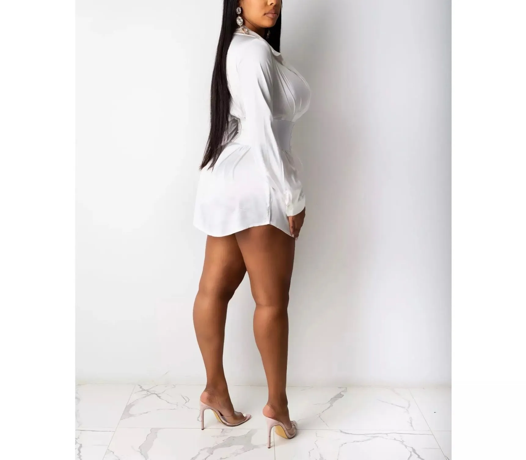 Ladies couture lace up corset shirt dress