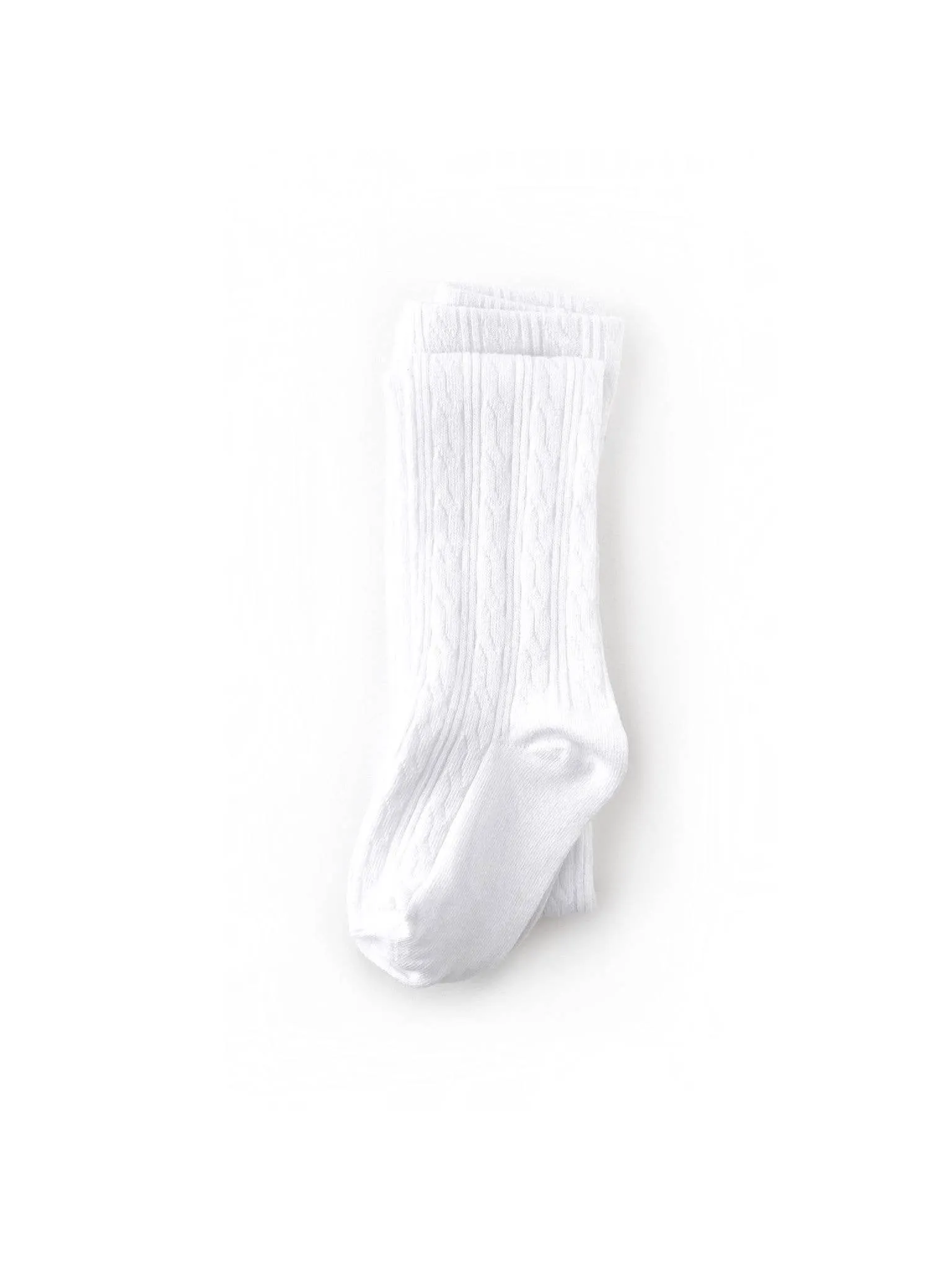 Little Stocking Co. Cable Knit Tights: White
