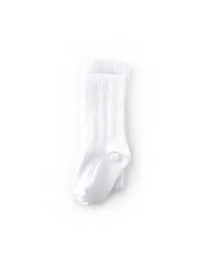 Little Stocking Co. Cable Knit Tights: White